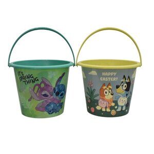 Disney Stitch  Bluey Plastic Pails For Kids Spring Theme 2 Pack Beach Toy